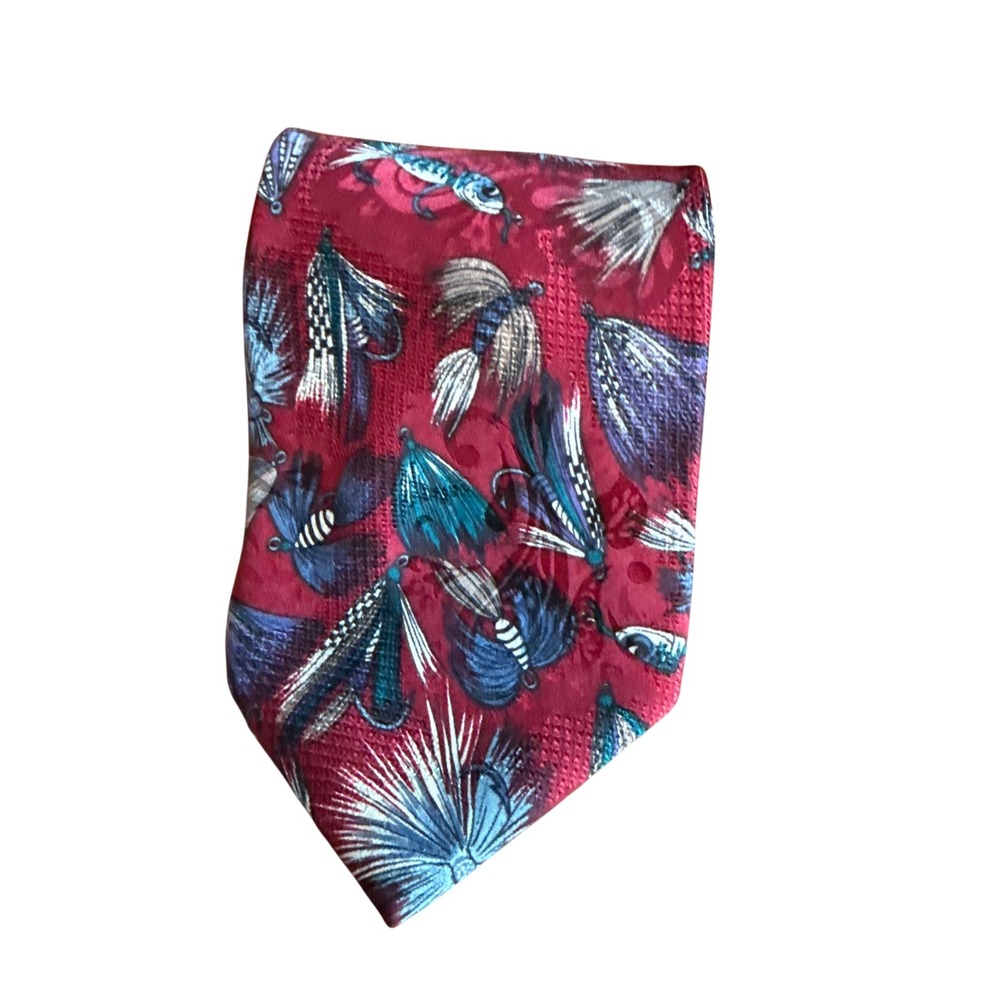 Mezzano Silk Necktie Mens Burgundy‎ Fishing Lure Fly Tying USA Made Fashion